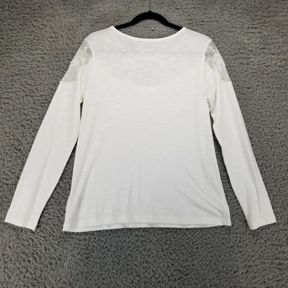 Soft Surroundings Top Womens Small White Lace Neckline Long Sleeve Blouse - Picture 7 of 8
